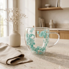 Premium Double Wall Flower Glass Mug