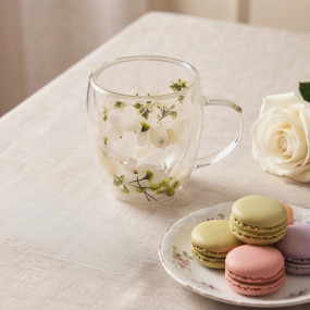Premium Double Wall Flower Glass Mug