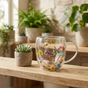 Premium Double Wall Flower Glass CUP